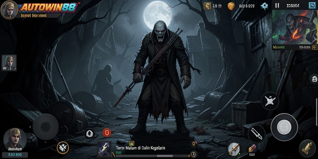 Tampilan gameplay AUTOWIN88 dengan suasana menyeramkan yang menghantui.