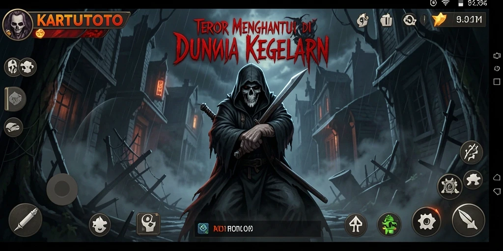 Screenshot gameplay KARTUTOTO yang menampilkan suasana mencekam dan menyeramkan.