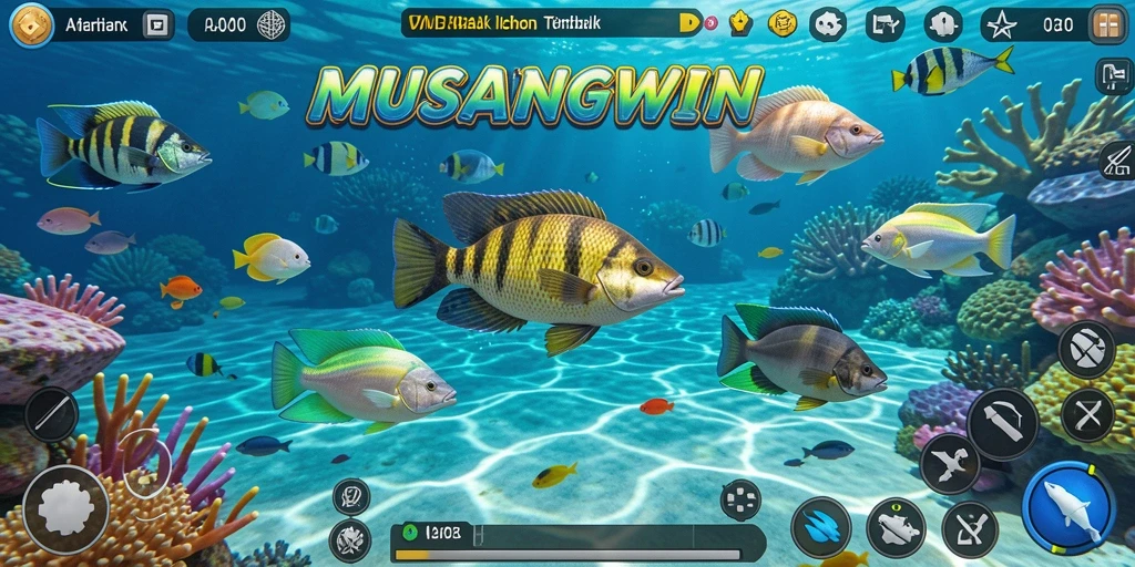 Tampilan gameplay seru saat menangkap ikan di MUSANGWIN.
