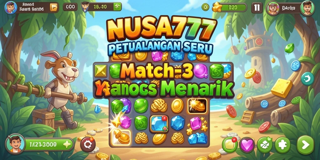 Gameplay seru NUSA777 dengan tantangan Match-3 yang menarik.