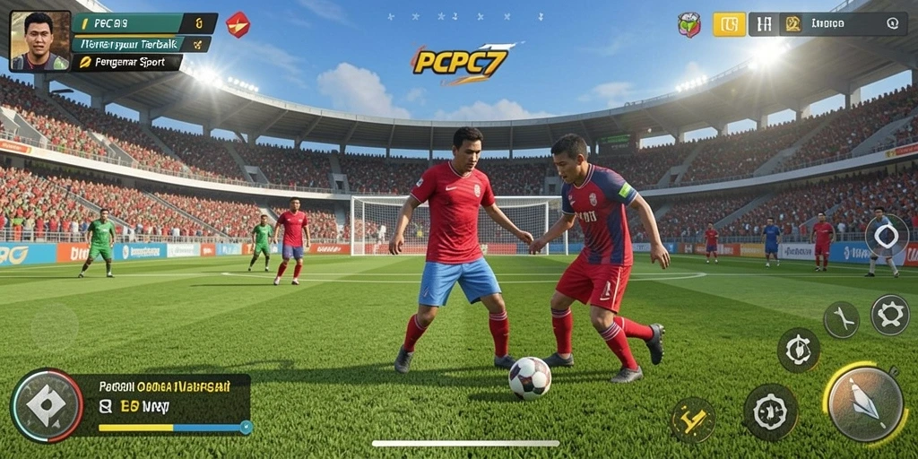 Screenshot PCPC7 menunjukkan aksi seru dalam pertarungan olahraga.
