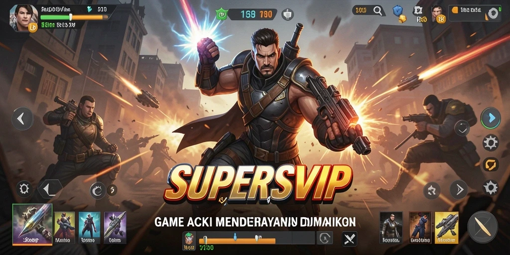 Tampilan gameplay <strong>SUPERSVIP</strong> yang penuh aksi dan adrenalina.
